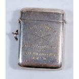 A silver vesta case engraved 'Ailwyn Lodge 3535 to Bro A.Proud Sec Y from C H Nicholl W.M 1915-