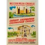Two vintage Western Welsh and Crosville Bus Advertising Posters for routes from Cardiff to