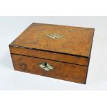 A Victorian walnut writing slope with mother of pearl inlay and fitted interior, 30 x 23 x 12cm