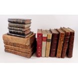 A box of various antique books including agricultural interest - all with leather bindings