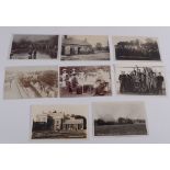 A group of eight real photo postcards topographical and social history including Ledbury Fire