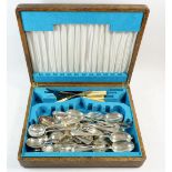 A box of silver plated and steel cutlery