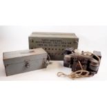 A military field telephone set F MK 2 196 plus a metal WWII cased field telephone 'Universal Call 10