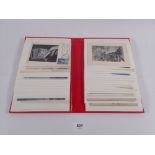 A red album of military postcards and various silks (34)