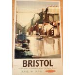 A 1952 British Railways poster 'Bristol - Travel by Train' by Claude Buckle depicting Brunel's
