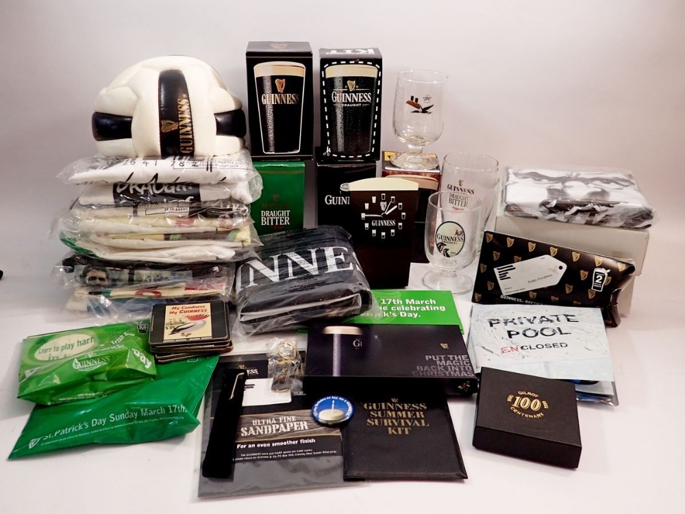 A box of advertising and promotional items relating to Guinness