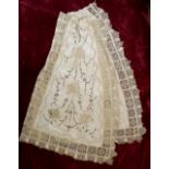 A Victorian silk, beadwork and lace skirt (with waistband removed)