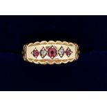 A Victorian 15ct gold ruby and diamond ring, size J