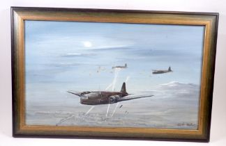 Hank Adlam - oil on canvas aeroplane - Wellington Bomber, privately commissioned by Air Vice