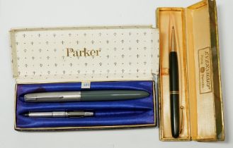 A Parker fountain pen boxed and an Eversharp pencil boxed