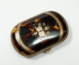 A Victorian tortoiseshell and gold pique work purse