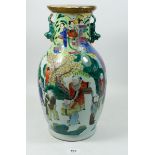 A Chinese mid to late Qing famille rose vase painted Baxian Guohai scene, converted to a table lamp,