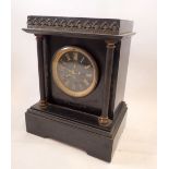 A Victorian black slate mantel clock, 29cm tall