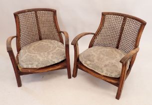 A pair of 19th century cane back low nursing chairs