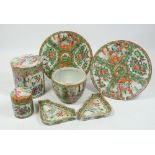 A collection of seven items of Canton famille rose porcelain