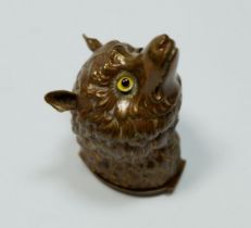 A Victorian novelty brass fox head vesta case