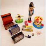 A box of toys including Corgi Magic Roundabout, nutcracker doll etc.