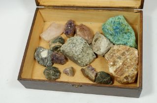 A group of geological specimens and crystals