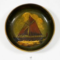 An F & Sons Ltd bowl painted ship to centre, 24cm diameter