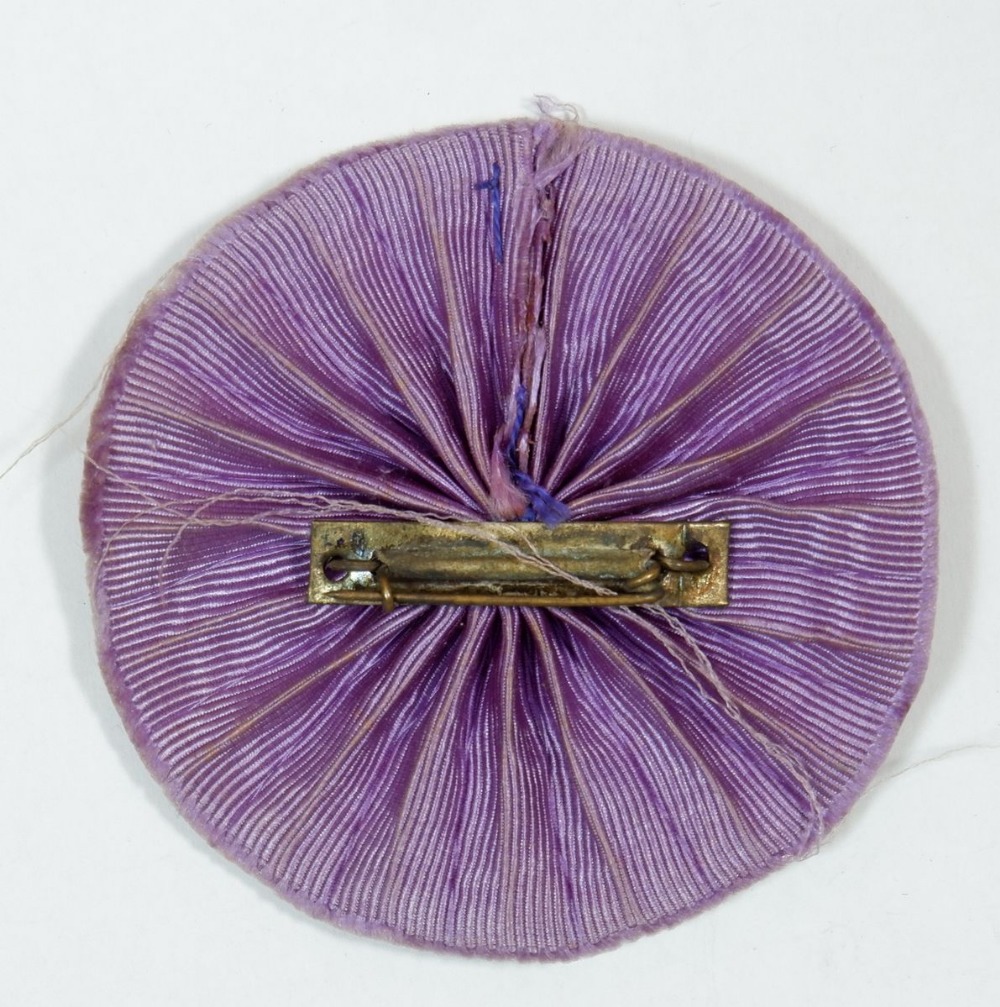 A rare Olympiad Officials enamel badge with purple rosette surround, from the Tokyo cancelled - Image 2 of 2