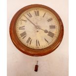 A Victorian oak dial wall clock, 40cm diameter