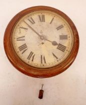 A Victorian oak dial wall clock, 40cm diameter