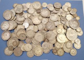 A quantity of British silver coinage pre 1920 including: silver threepences, sixpences, shillings,