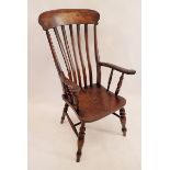 A Victorian slat back farmhouse chair