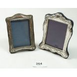 Two silver arch top embossed photograph frames 11.5 x 9cm and 11 x 7.5cm, London 2000 and Birmingham