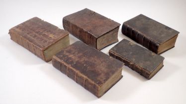 A group of five German bibles including Joseph Schaitberger, D Martin Luther 1761, Thomas a