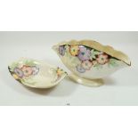 A Maling lustre floral dish and bough vase, 30cm wide