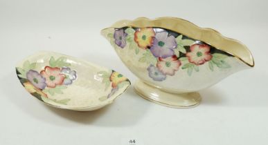 A Maling lustre floral dish and bough vase, 30cm wide