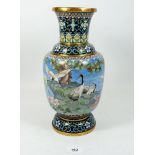 A Japanese cloisonne enamel vase decorated cranes, 36cm tall