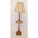 A Victorian brass standard lamp converted from an oil lamp 144cm tall