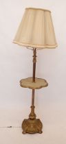 A Victorian brass standard lamp converted from an oil lamp 144cm tall