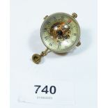 A brass reproduction miniature pendant ball clock with visible escapement