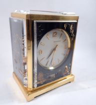 A 1960's Jaeger LeCoultre Atmos clock 'Chinese Aquarium' with gilt brass frame and lucite panels,