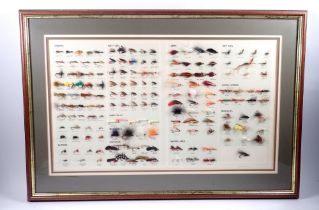A Graham Trout Flies display board of fishing flies, 34 x 57cm