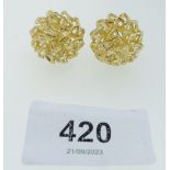 A pair of vintage style gold earrings with pierced decoration, 10.3g