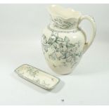 A Wedgwood Clematis toiletry jug and soap dish