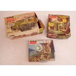 Three Action Man toys in original boxes by Palitoy, Amphicat, Team Control Centre and searchlight