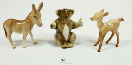 A Beswick koala bear, donkey and fawn