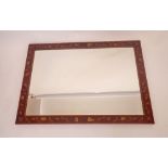 A late 19th century Dutch style mahogany framed mirror with floral marquetry decoration 73x103.5cm