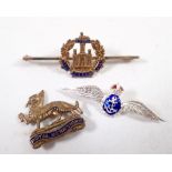 Two WWII sweetheart brooches for Royal Berkshire and the Essex Regiment Egypt plus a silver and