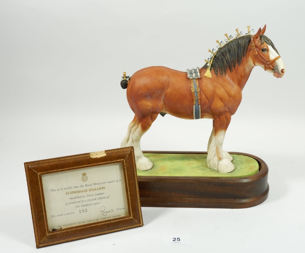 A Royal Worcester Doris Lindner limited edition, Clydesdale Stallion 182/500 with certificate