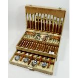 A Vintage cutlery set with wooden handles by 'Glosswood', boxed'