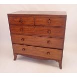 A 19th century mahogany chest of two short and three long drawers on splay legs, 107 x 50 x 108cm