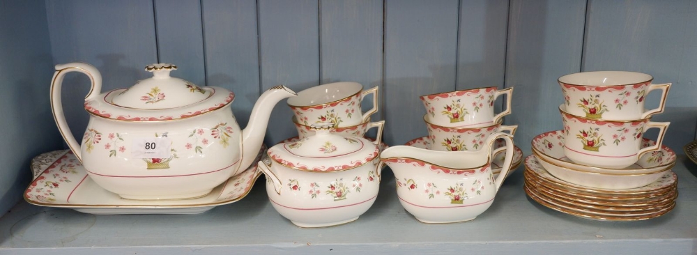 A Wedgwood Williamsburg tea service comprising: teapot, milk, sugar, six cups and saucers, six tea - Image 2 of 2