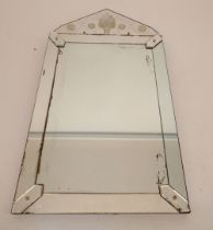 A vintage Venician style arch topped mirror, 90 x 50cm