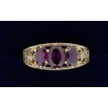 A 9 carat gold amethyst ring, size P, 3g